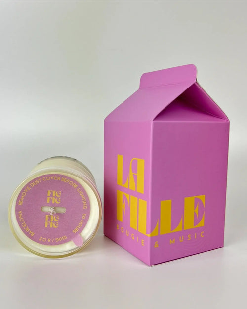 La Fille Bougie & Music scented candle Fig with a secret playlist, made in Barcelona